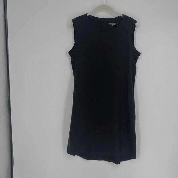 Eileen Fisher Dress small S black mini stretch jersey sleeveless tank minimalist - Picture 2 of 5